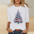 thumbnail image 1 of HOMBOM Womens Graphic Tops White Crewneck Loose 3/4 Sleeve Christmas Snowflakes Shirts for Women Xmas, 1 of 5