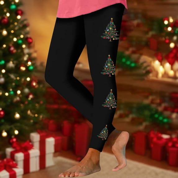 HOMBOM Womens High Waisted Leggings Green Seamless Fall Activewear Yoga Workout Leggings Christmas Pants for Ladies
