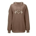 thumbnail image 1 of HOMBOM Womens Hooded Sweatshirt with Pocket Brown Pullover Trendy Long Sleeve Valentines Tops for Women, 1 of 2