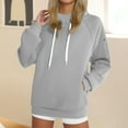 thumbnail image 1 of HOMBOM Womens Hooded Sweatshirt with Pocket Gray Lightweight Fall Long Sleeve Solid Tops for Women, 1 of 6