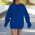 thumbnail image 1 of HOMBOM Womens Hoodless Sweatshirt Casual Half Zip Pullover Blue Crew Neck Plain Long Sleeve Tops for Women, 1 of 4