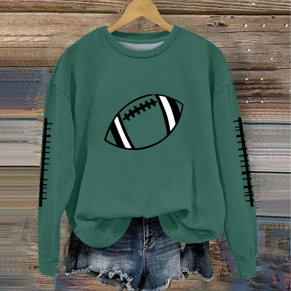 HOMBOM Womens Hoodless Sweatshirt Fall Pullover Football Lightweight Long Sleeve Tops for Women Army Green