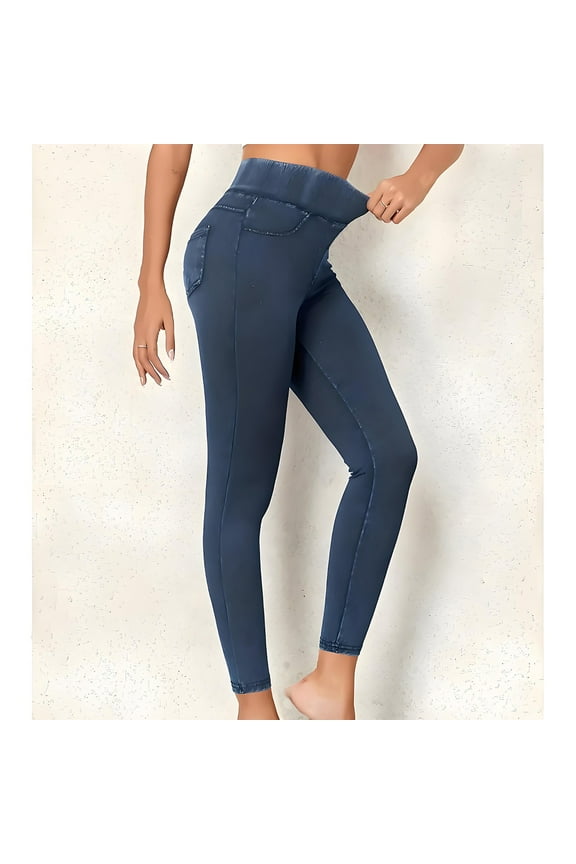 Womens Leggings High Waist Gym No Front Seam Blue Running Soft Pants for Ladies Sports XL