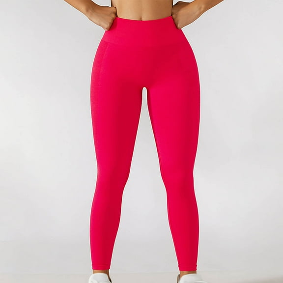 HOMBOM Womens Leggings Hot Pink No Seam Soft Compression Activewear Warm High Waisted Pants for Ladies M