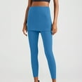 thumbnail image 1 of HOMBOM Womens Light Blue Leggings Yoga No Front Seam Fall Fake Two Pieces Running High Waist Pants for Ladies Activewear XL, 1 of 7