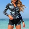 thumbnail image 1 of HOMBOM Womens Long Sleeve Rash Guard Swimsuit Swim Top with Boyshorts Summer Mint Green Surfing Swimwear for Ladies, 1 of 7