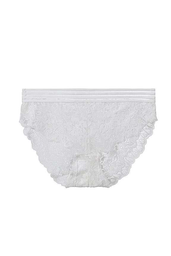 Womens Low Rise Underwear Seamless Briefs White Lace Plus Size Cheeky See Through Panties for Ladies M