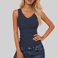 thumbnail image 1 of HOMBOM Womens Navy Ribbed Tank Top Summer Camisole Fitted Y2k Sleeveless Soft Top for Ladies, 1 of 6