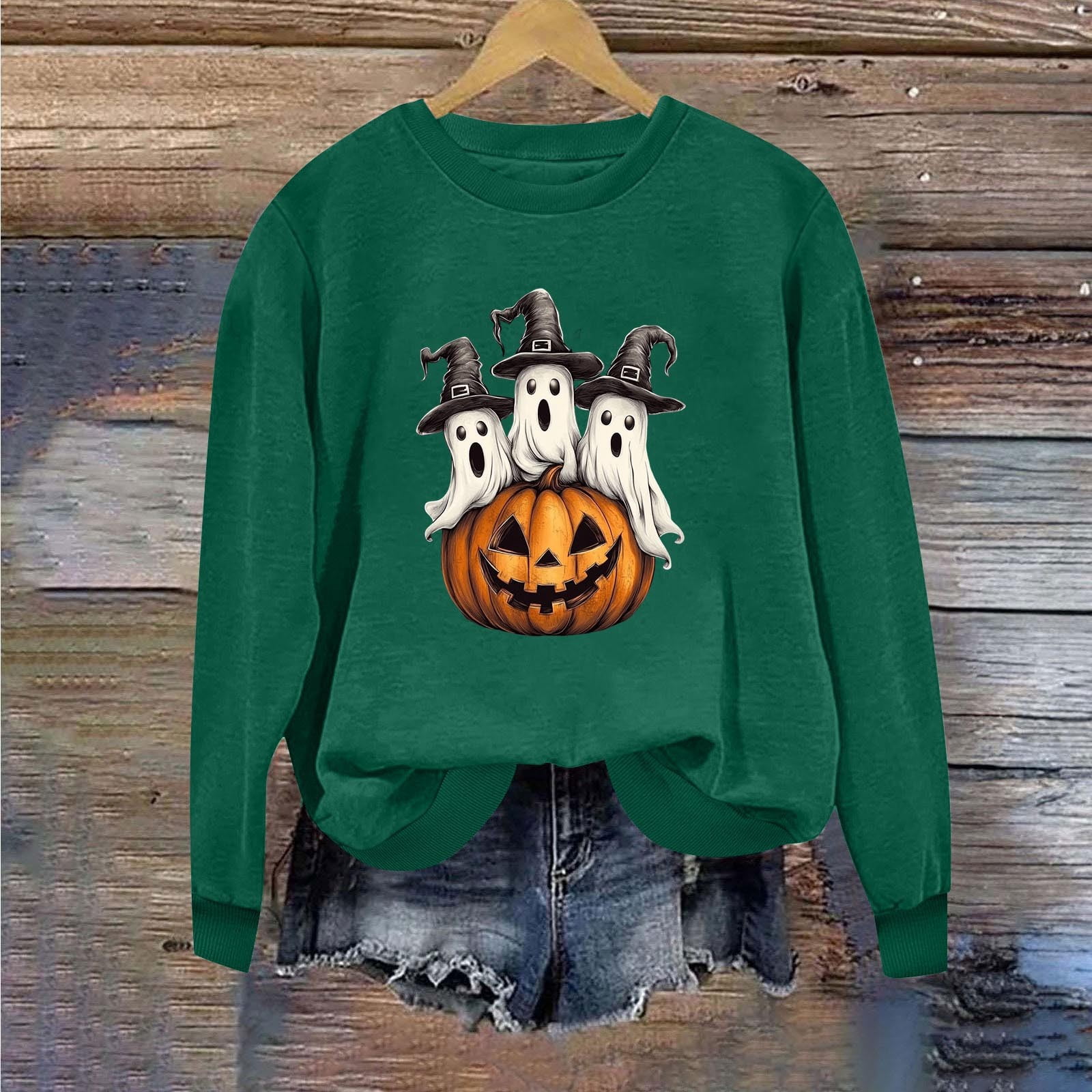 HOMBOM Womens Oversized Sweatshirts Crewneck Green Breathable ...