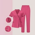 thumbnail image 1 of HOMBOM Womens Pink Scrubs Short Sleeve Set V Neck Scrub Top and Pant Medical Modern Working Uniforms for Ladies, 1 of 9