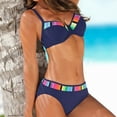 thumbnail image 1 of HOMBOM Womens Plus Size Swimsuit Bikini Sexy Print Two-piece Sets Backless Blue Ladies Swimsuits Plus Sizes XL, 1 of 9