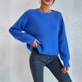 thumbnail image 1 of HOMBOM Womens Pullover Sweaters Blue Slouchy Crewneck Fall Long Sleeve Tops for Women Lightweight, 1 of 9