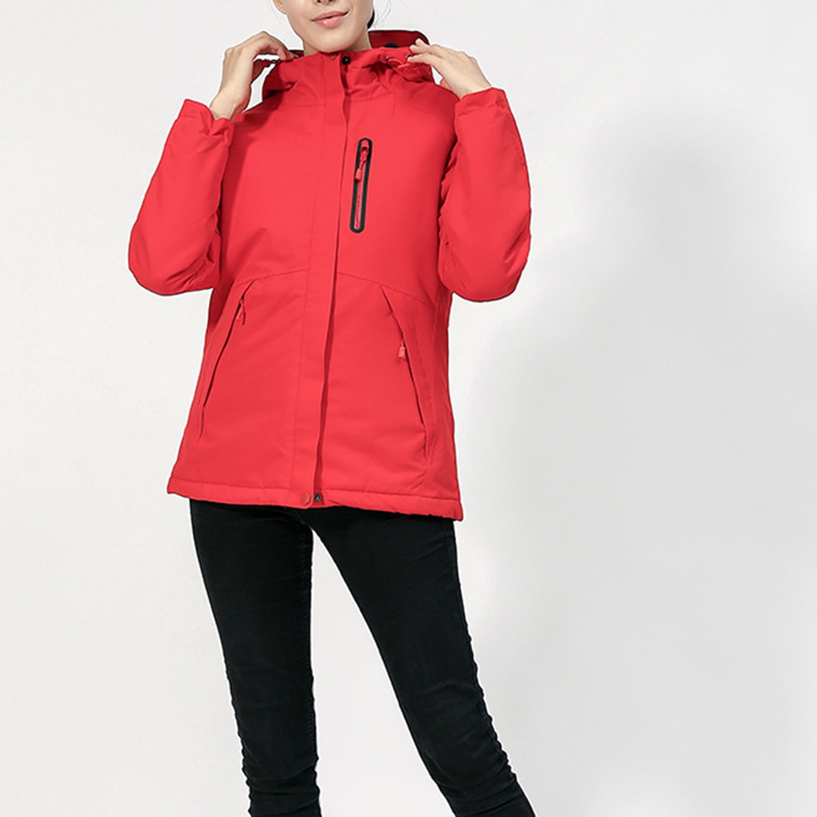 HOMBOM Womens Rain Jacket with Hood Long Sleeve Versatile Coat with