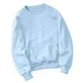 thumbnail image 1 of HOMBOM Womens Rhinestone Sweatshirt Light Blue Trendy Crew Neck Plain Pullover with Pocket Tops for Women Long Sleeve, 1 of 4