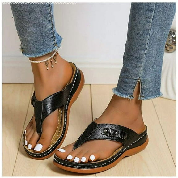 Blczomt Womens Sandals Flip Flops for Women,Women's Orthopedic Sandals Wedge Flip-flops Outer Beach Sandals Comfortable Shoes With Ergonomic Soles