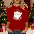thumbnail image 1 of HOMBOM Womens Shirts Christmas Cute Outfits Red Santa Xmas Blouse for Female Crewneck, 1 of 4