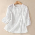 thumbnail image 1 of HOMBOM Womens Shirts Clearance Casual White 3/4 Sleeve Plus Size Solid V-Neck Tunic Blouse M, 1 of 3