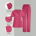 thumbnail image 1 of HOMBOM Womens Short Sleeve Scrubs Medical V Neck Scrub Top and Pant Set Pink Working Uniforms for Women, 1 of 9