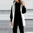 thumbnail image 1 of HOMBOM Womens Sleeveless Puffer Vest Long White Gilet Warm with Pockets Hooded Waistcoat Full Zip for Women Lightweight, 1 of 9