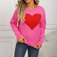 thumbnail image 1 of HOMBOM Womens Soft Sweaters Pullover Fall Crew Neck Knit Hot Pink Long Sleeve Xmas Tops for Womens Heart, 1 of 9
