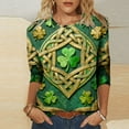 thumbnail image 1 of HOMBOM Womens Spring St.Patricks Day Shirts Irish Graphic Tees Bow Print 3/4 Sleeve Green Crewneck Tshirts for Women Basic, 1 of 5