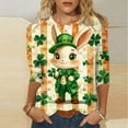 thumbnail image 1 of HOMBOM Womens St.Patricks Day Shirts Spring Irish Graphic Tees 3/4 Sleeve Orange Crewneck Shamrock Print Trendy Tops for Women, 1 of 5