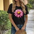thumbnail image 1 of HOMBOM Womens T Shirts Graphic Tees Crew Neck Black Short Sleeve Floral Summer Tops for Ladies, 1 of 5