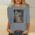 thumbnail image 1 of HOMBOM Womens Summer Tops Clearance Gray 3/4 Sleeve Shirts Round Neck Easter Cross Print Easter Clothes Women S, 1 of 4