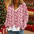 thumbnail image 1 of HOMBOM Womens Sweaters Cozy Cardigan Pink Open Front Long Sleeve Button down V-Neck Christmas Cardigans for Ladies, 1 of 5