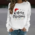 thumbnail image 1 of HOMBOM Womens Sweatshirts White Merry Crewneck Cozy Xmas Essentials Graphic Sweatshirt for Ladies Christmas, 1 of 5