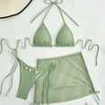 thumbnail image 1 of HOMBOM Womens Swimsuits Triangle Top High Waisted 3 Piece Green Solid Bikini Bathing Suits for Adult Summer, 1 of 6