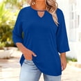 thumbnail image 1 of HOMBOM Womens T Shirts Blue Fashion Oversized Casual 3/4 Sleeve Plus Size Tees for Ladies XL, 1 of 8