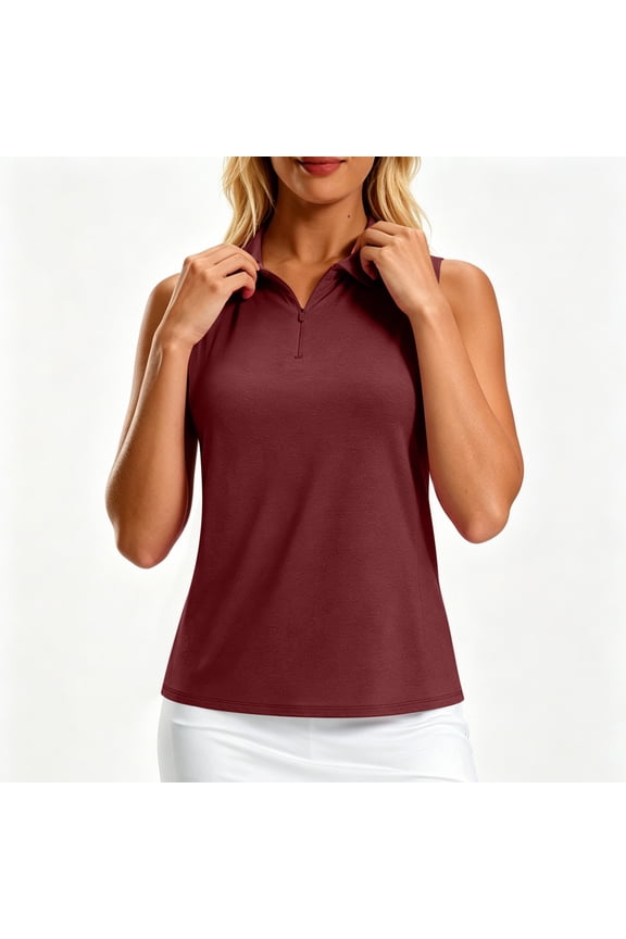Womens Tank Tops Gym Workout Sleeveless Solid V Neck Lapel Racerback Blouse for Women Wine