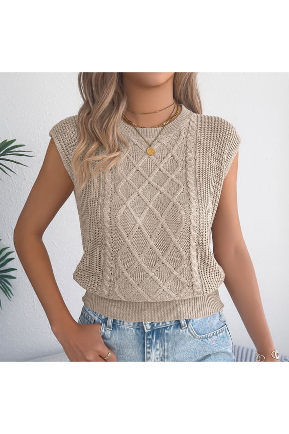 Womens Tank Tops Sleeveless Casual Yellow Summer Cable Knit Sweater Top for Ladies