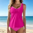 thumbnail image 1 of HOMBOM Womens Tankini Swim Suits High Waisted Swimwear Modest 2 Piece Holiday Hot Pink Tankini Bathing Suit for Ladies, 1 of 3