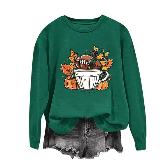 HOMBOM Womens Thanksgiving Sweatshirt Solf Army Green Pullover Lightweight Crew Neck Long Sleeve Tops for Women