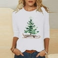 thumbnail image 1 of HOMBOM Womens Tops Christmas Crewneck Business White Snowflakes Fall 3/4 Sleeve Xmas Tee Shirts for Ladies, 1 of 5