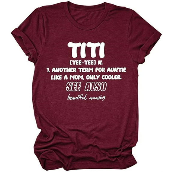 HOMBOM Womens Tops Clearance Wine Crew Neck Short Sleeve TITI TEE-TEE N T-Shirt Top Sexy Going Out Tops L