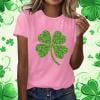 thumbnail image 1 of HOMBOM Womens Tops Short Sleeve Summer T-Shirts St.Patrick's Day Shamrock Print Casual Pink Graphic Tees for Ladies Crew Neck, 1 of 6