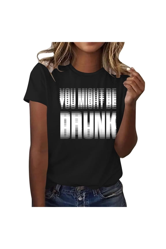 Womens Tops Summer Tunic Tops Funny Basic Graphic Comfy Blouse for Women Short Sleeve