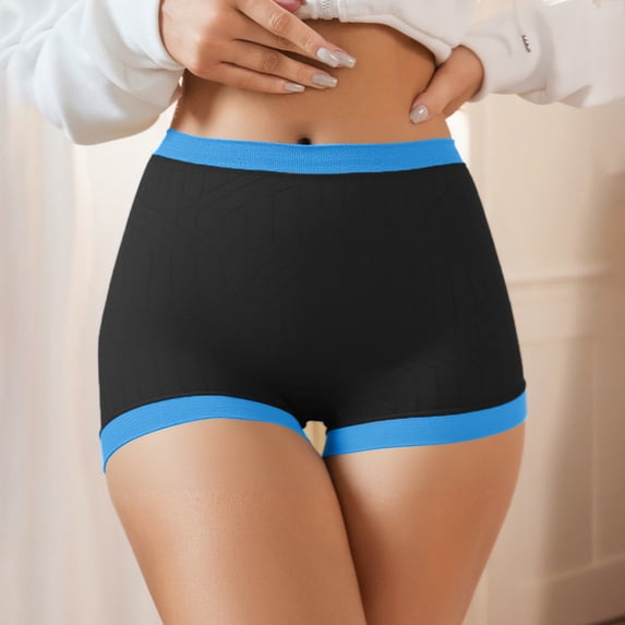 HOMBOM Womens Tummy Control Panties Stretch Boxer Briefs Blue Seamless Nylon Low Rise Underwear for Ladies 2XL