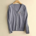 thumbnail image 1 of HOMBOM Womens V Neck Sweaters Gray Cozy Open Front Knit Graphic Button down Cardigans for Women, 1 of 5