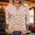 thumbnail image 1 of HOMBOM Womens V Neck Tops Button down Plus Size Loose Christmas Snowflakes Holiday Khaki Shirts for Ladies Xmas, 1 of 5