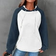 thumbnail image 1 of HOMBOM Womens Waffle Sweatshirt Navy Pullover Hooded with Pocket Casual Long Sleeve Heavyweight Tops for Women, 1 of 5