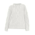 thumbnail image 1 of HOMBOM Womens White Cable Knit Sweaters Pullover Fall Winter Crew Neck Long Sleeve Christmas Solid Tops for Womens, 1 of 2