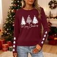 thumbnail image 1 of HOMBOM Womens Wine Shirts Long Sleeve Outfits Ugly Christmas Tree Christmas Xmas Tee Shirts for Ladies Crewneck, 1 of 9