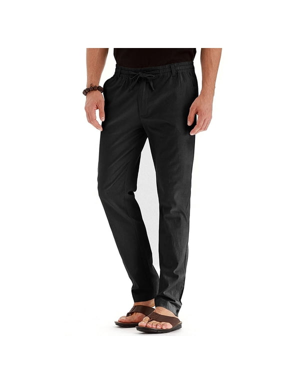 Work Pants For Men,Men's Business Loose Large Size Elastic Waist Cotton All-match Solid Color Pants For Men