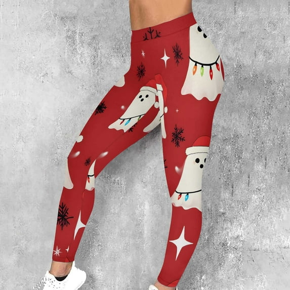 HOMBOM Workout Leggings for Womens Butter Soft Christmas No Seam Yoga Red Training Leggings High Waisted Ladies Pants Sports