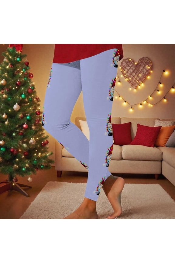 Yoga Leggings for Womens High Waisted Seamless Christmas Winter Leggings Yoga Blue Athletic Ladies Pants Running