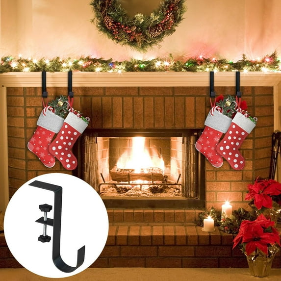HOMBOTI 4Pcs Christmas Stockings Holder Adjustable Heavy Duty Mantle Holder Hanger Upgrade Fireplace Mantle Christmas Decorations Clearance